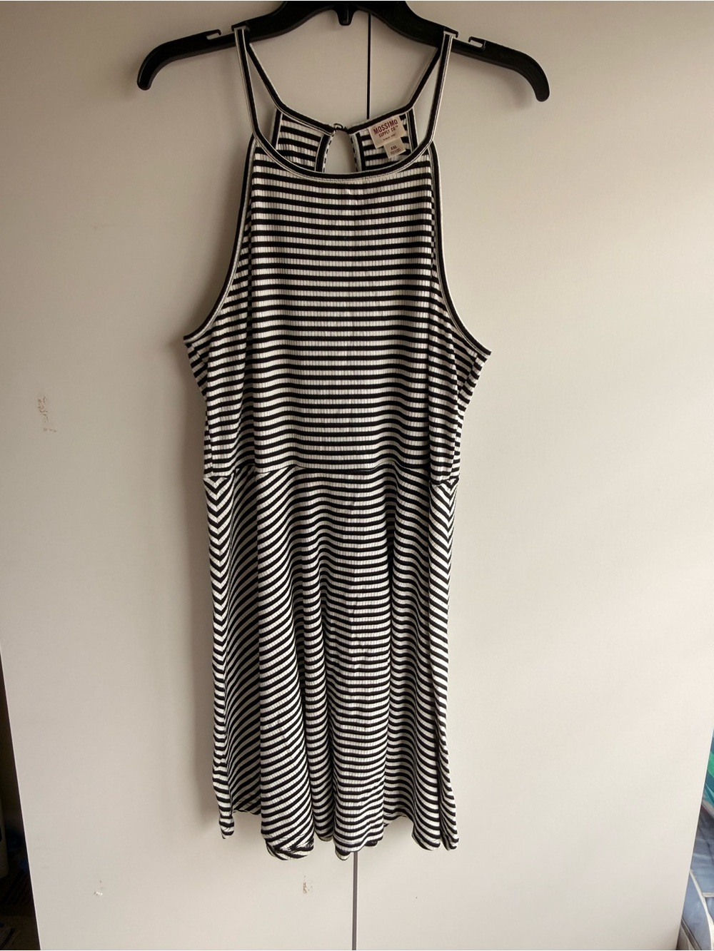 Mossimo Supply Co. Black and White Striped Midi Halter Dress